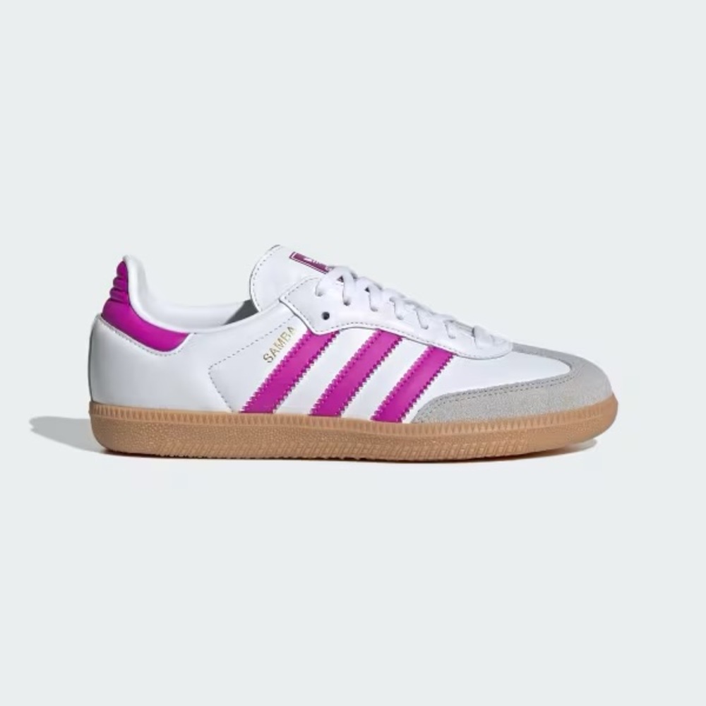 Adidas Samba OG White and Magenta Sneakers